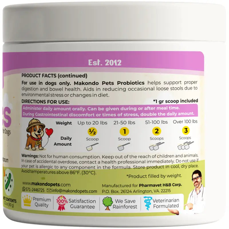 Probiotics for Dogs and Puppies – 90 Scoops