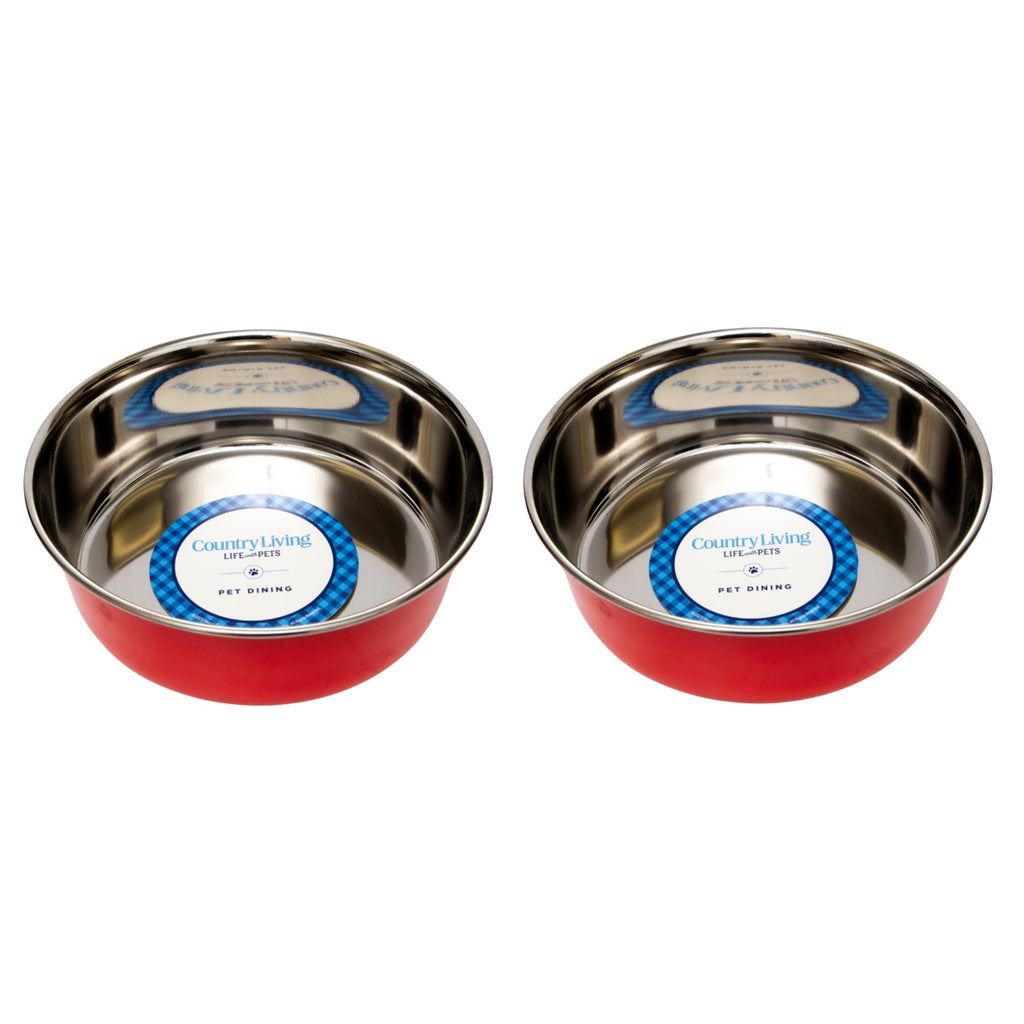 Heavy Gauge Stainless Steel Pet Bowls – Multiple Colors (Set of 2)