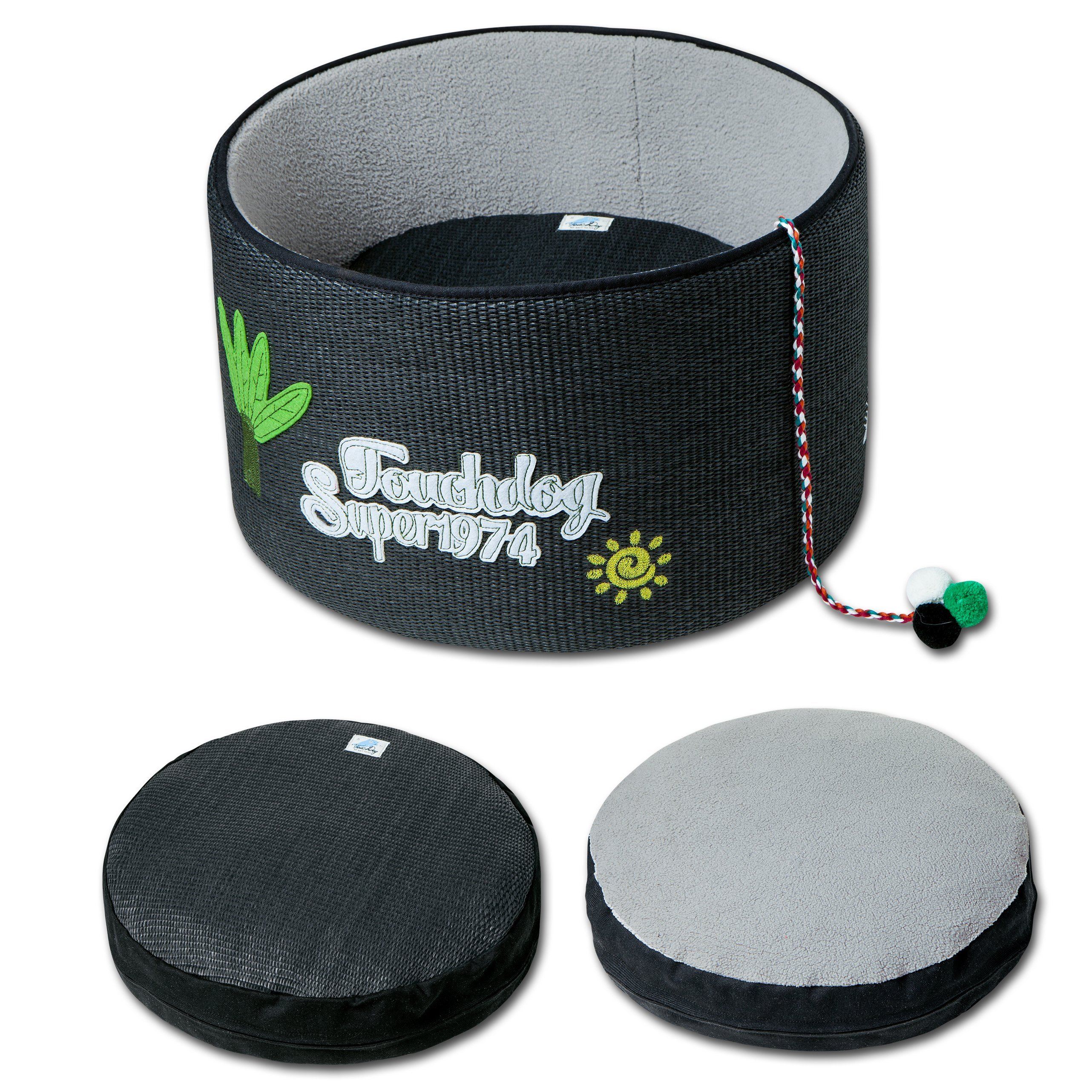 Claw-ver Nest Rounded Scratching Cat Bed with Teaser Toy