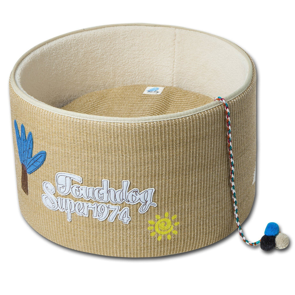 Claw-ver Nest Rounded Scratching Cat Bed with Teaser Toy