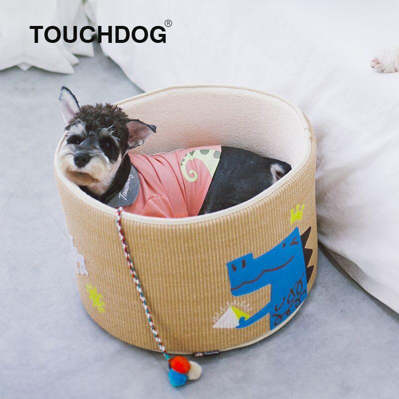 Claw-ver Nest Rounded Scratching Cat Bed with Teaser Toy