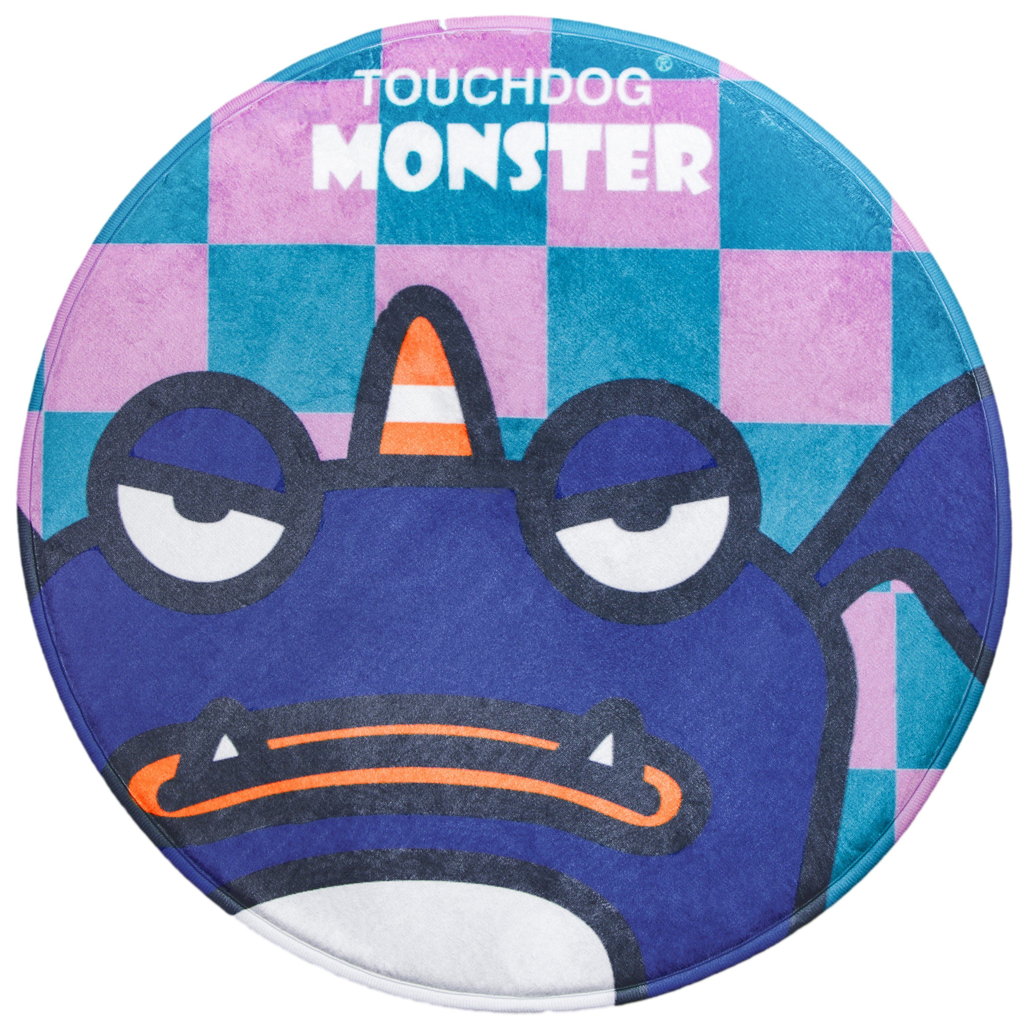 Cartoon Crabby Tooth Monster Dog and Cat Mat – Blue and Pink