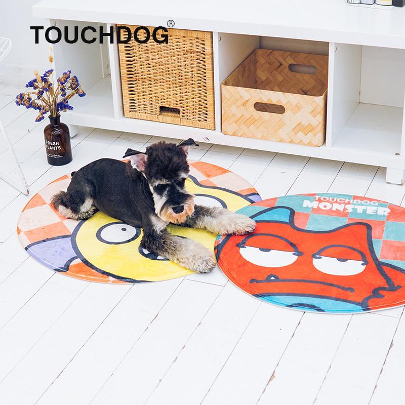 Cartoon Crabby Tooth Monster Dog and Cat Mat – Blue and Pink