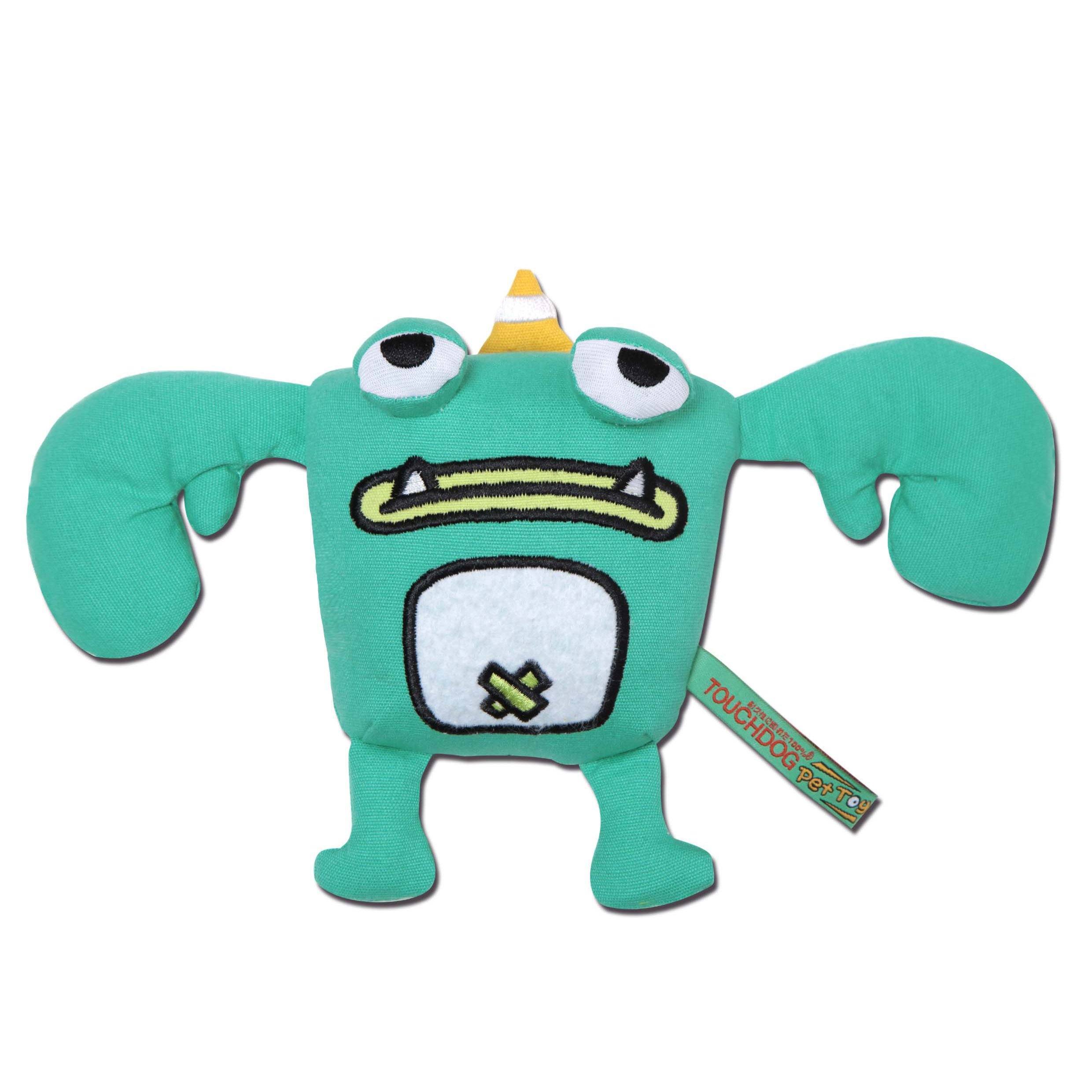 Touchdog Cartoon Monster Plush Dog Toy – Green