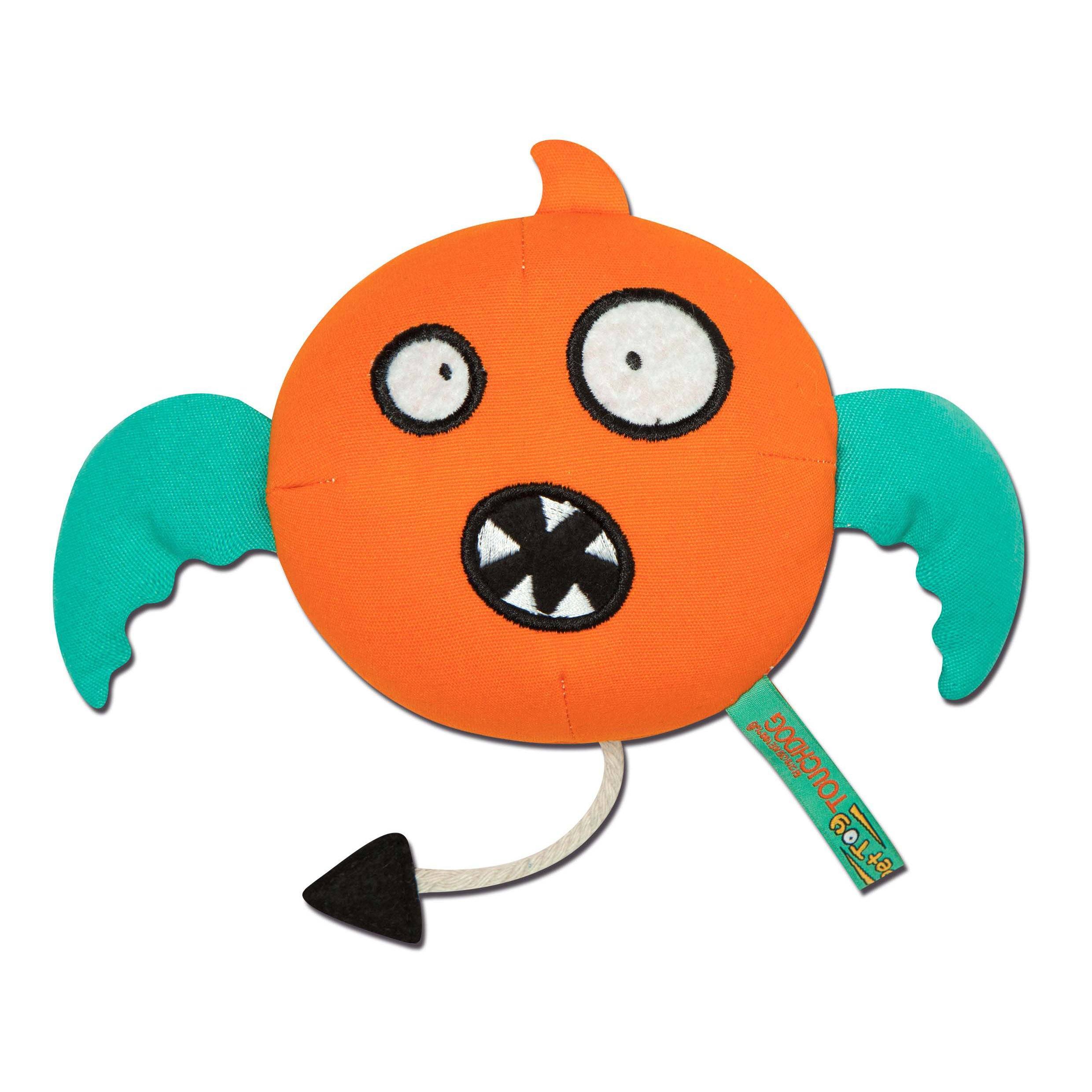 Touchdog Cartoon Monster Plush Dog Toy – Orange