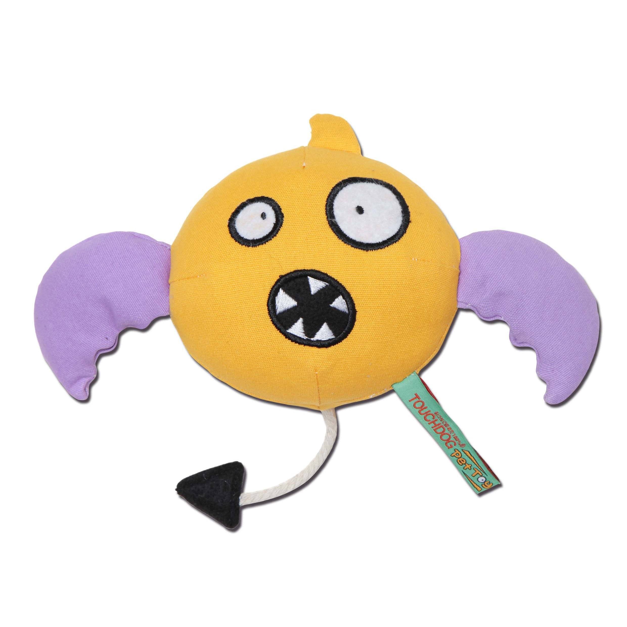 Touchdog Cartoon Monster Plush Dog Toy – Yellow