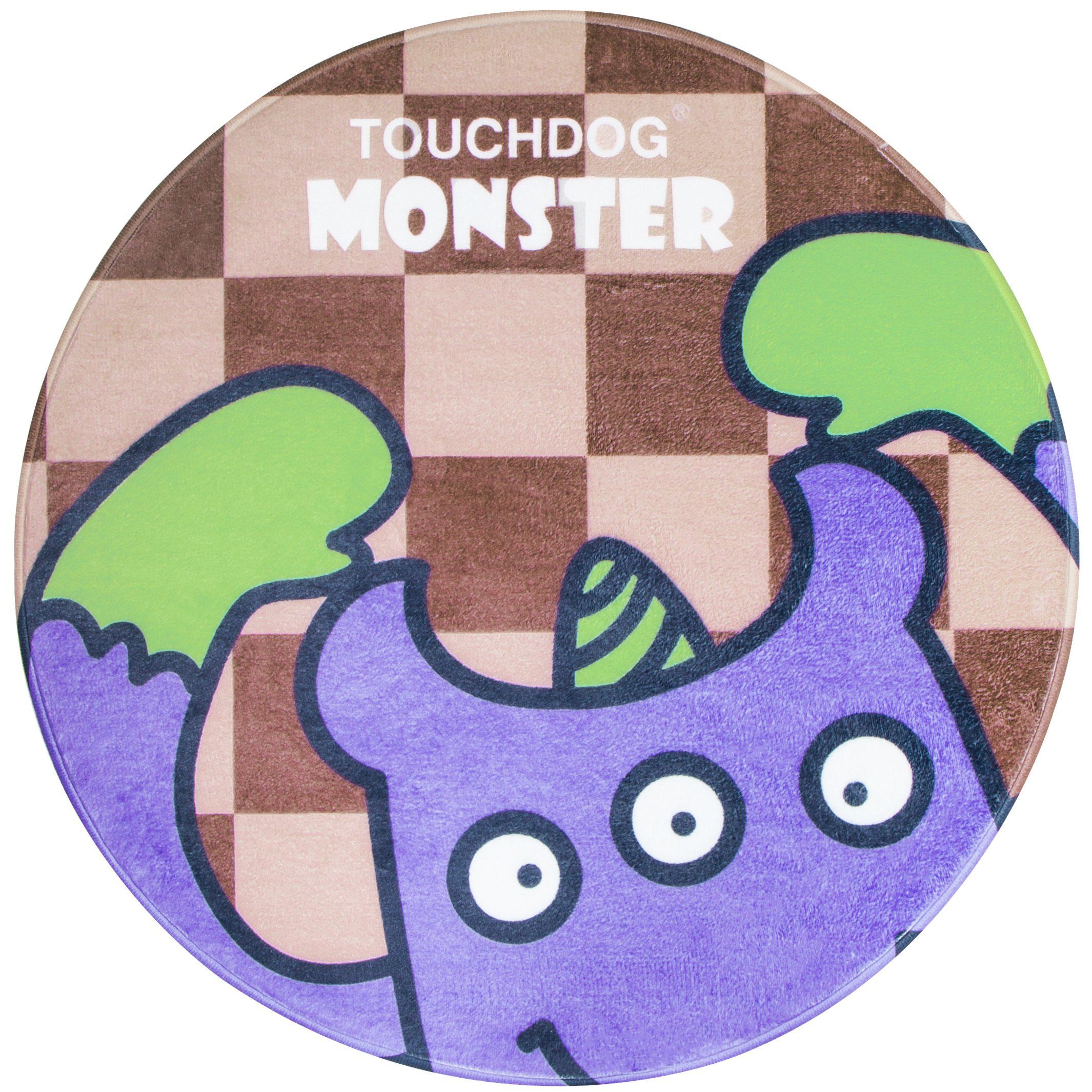 Cartoon Three-Eyed Monster Dog and Cat Mat – Purple and Brown