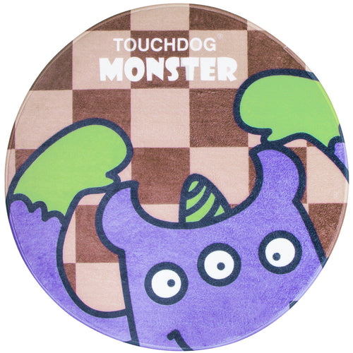 Cartoon Three-Eyed Monster Dog and Cat Mat – Purple and Brown