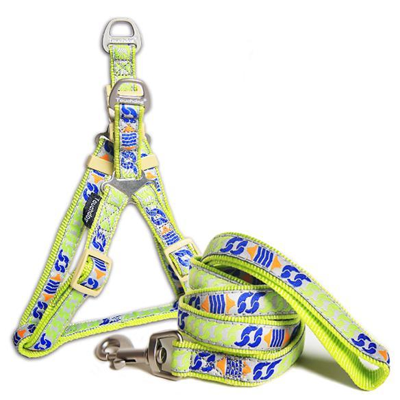 Chain Printed Tough Stitched Dog Harness and Leash