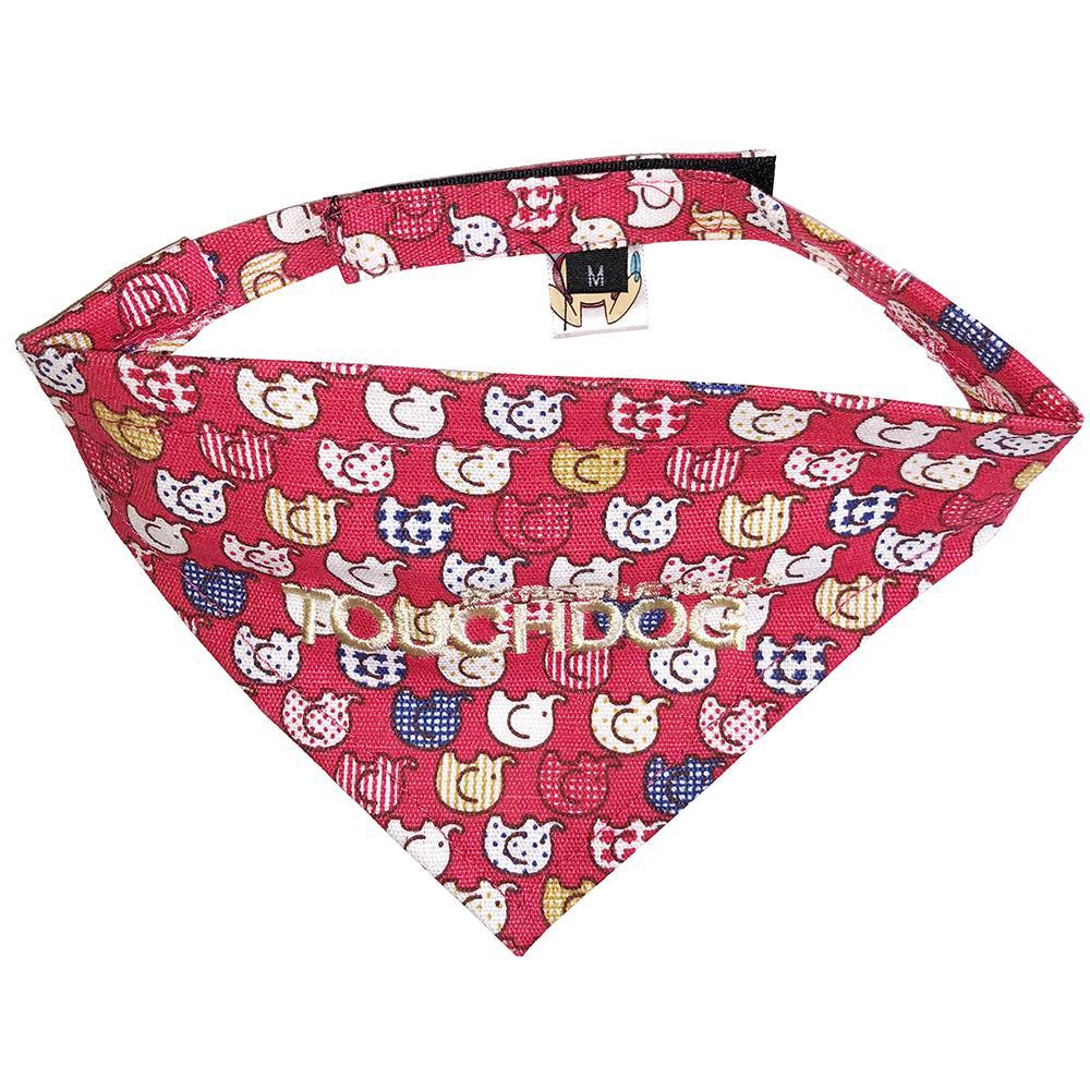Touchdog Designer Hook-and-Loop Pet Bandana – Red