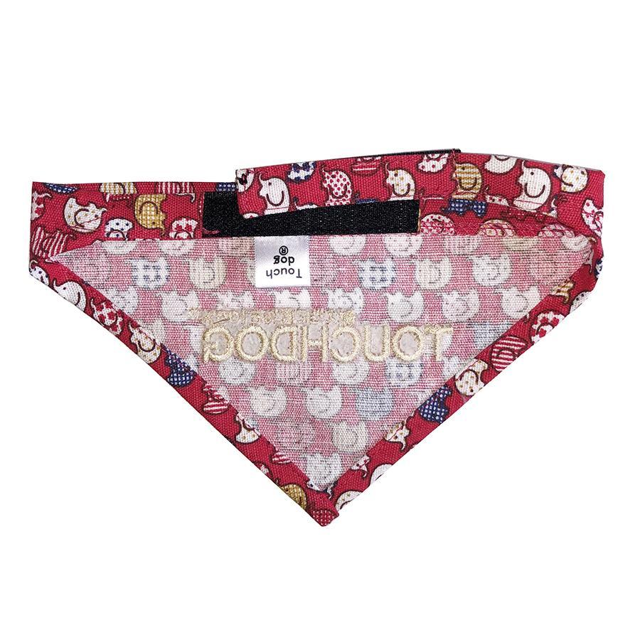 Touchdog Designer Hook-and-Loop Pet Bandana – Red