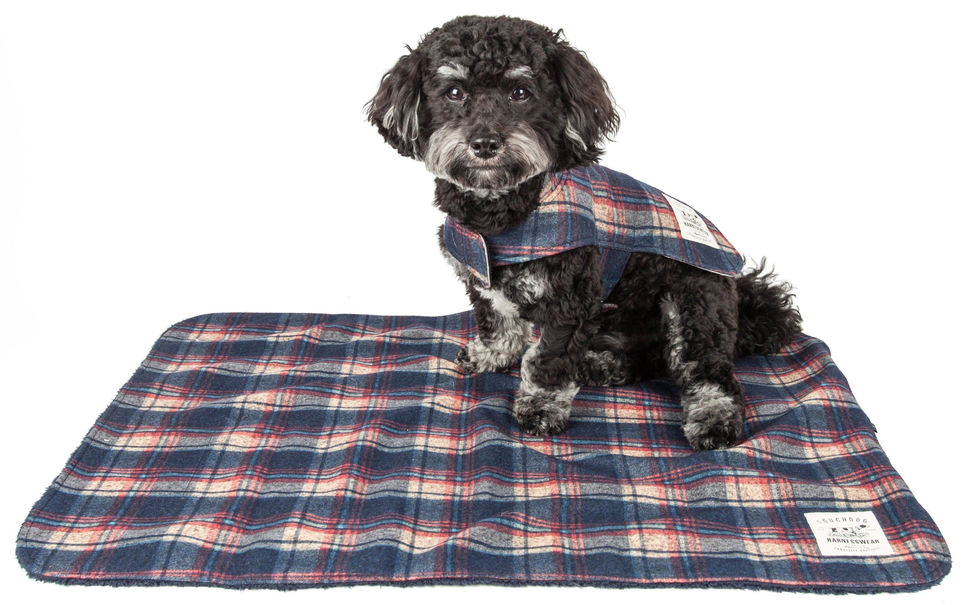 2-in-1 Tartan Plaid Dog Jacket and Matching Reversible Dog Mat
