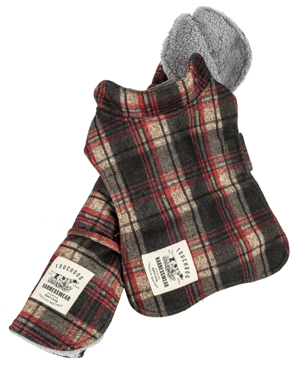 2-in-1 Tartan Plaid Dog Jacket and Matching Reversible Dog Mat