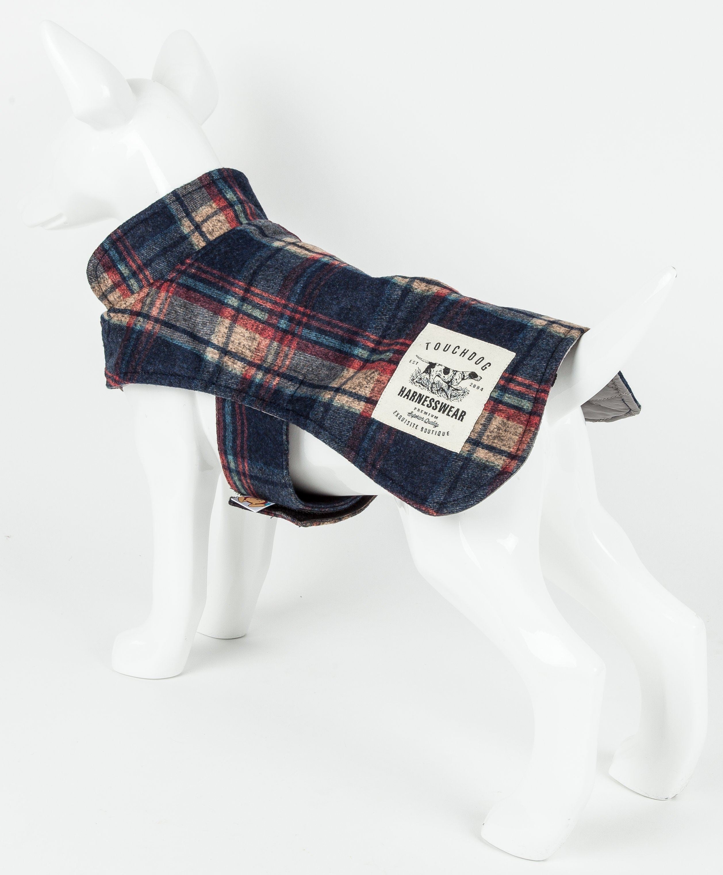 2-in-1 Tartan Plaid Dog Jacket and Matching Reversible Dog Mat