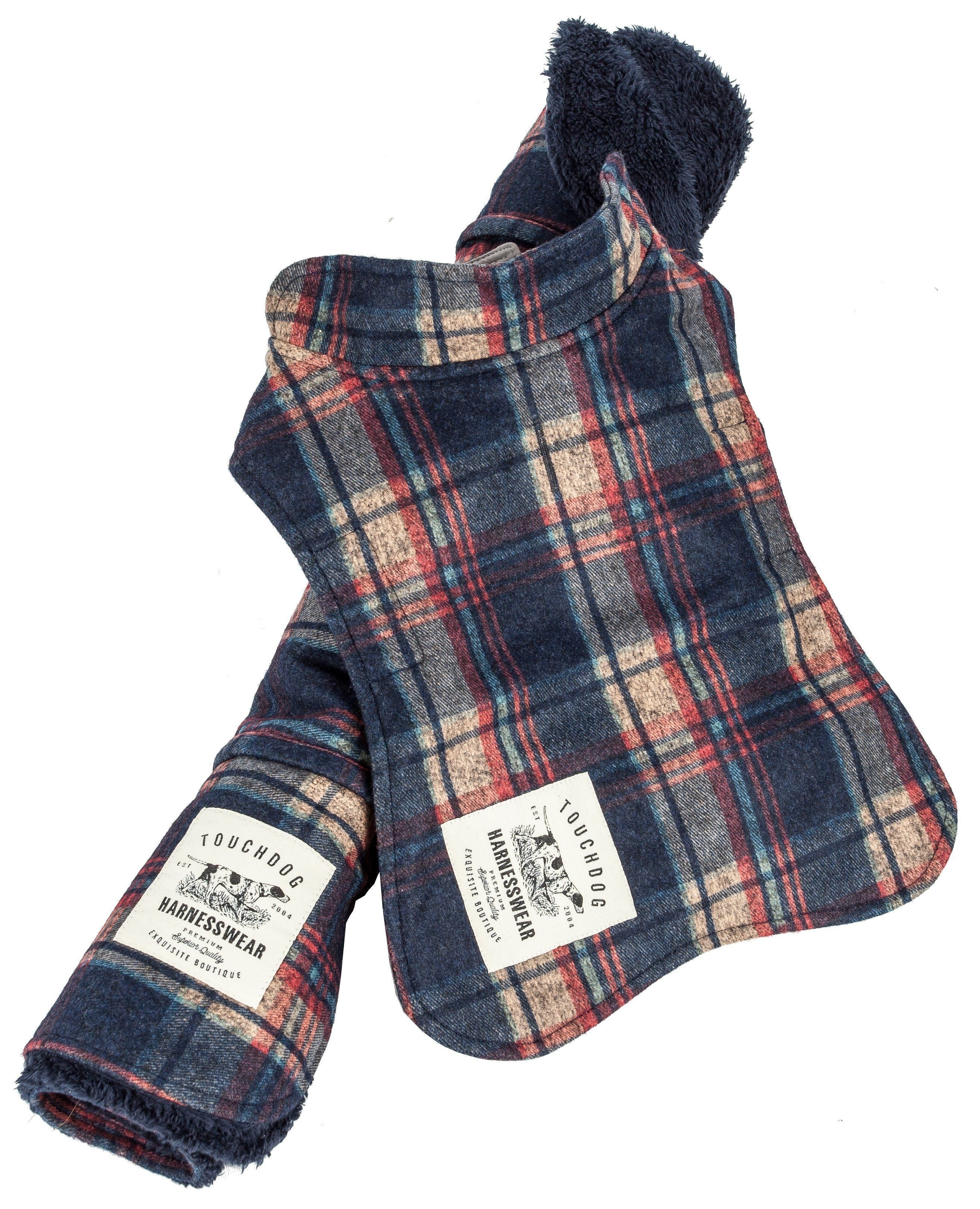 2-in-1 Tartan Plaid Dog Jacket and Matching Reversible Dog Mat