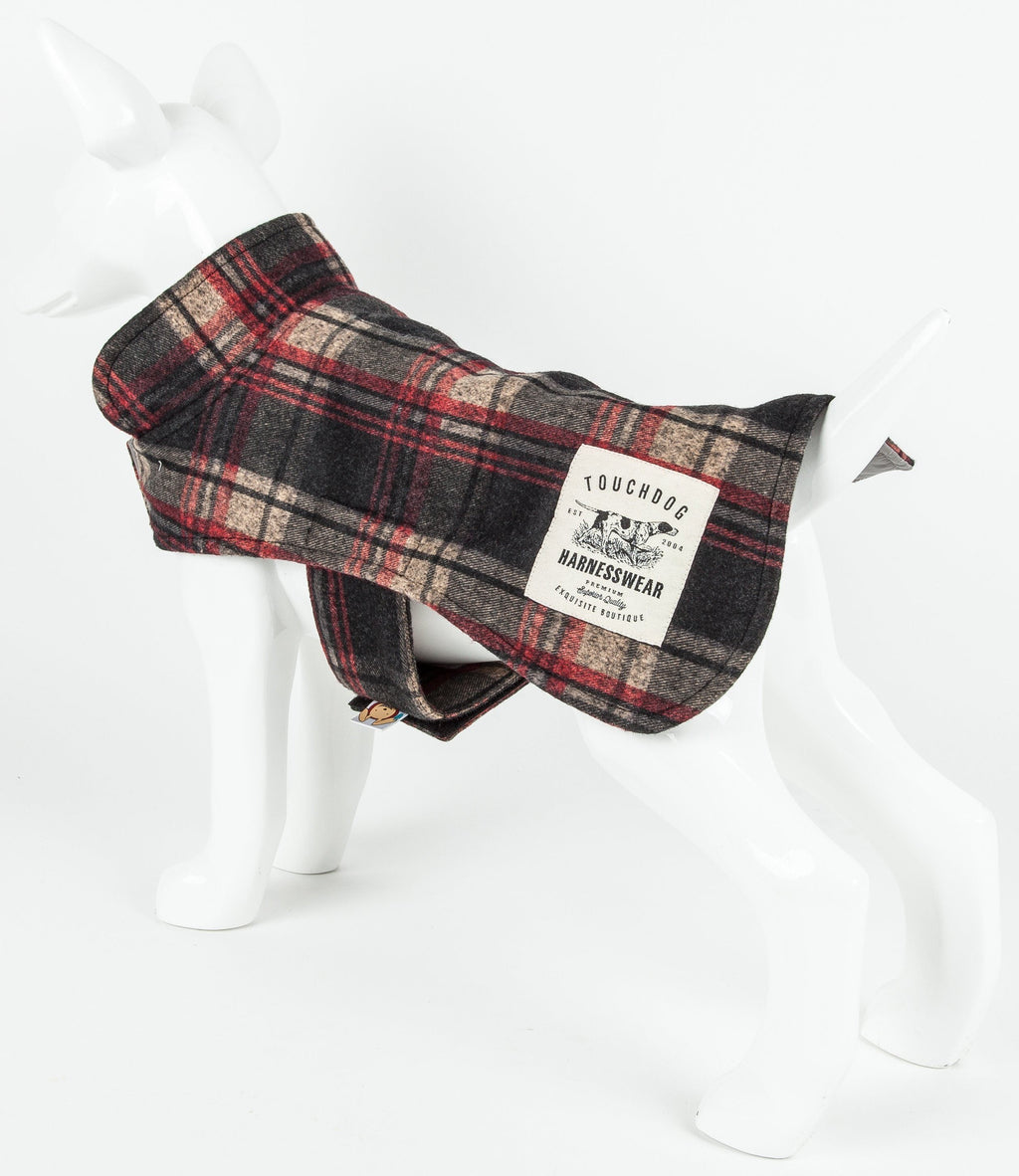 2-in-1 Tartan Plaid Dog Jacket and Matching Reversible Dog Mat