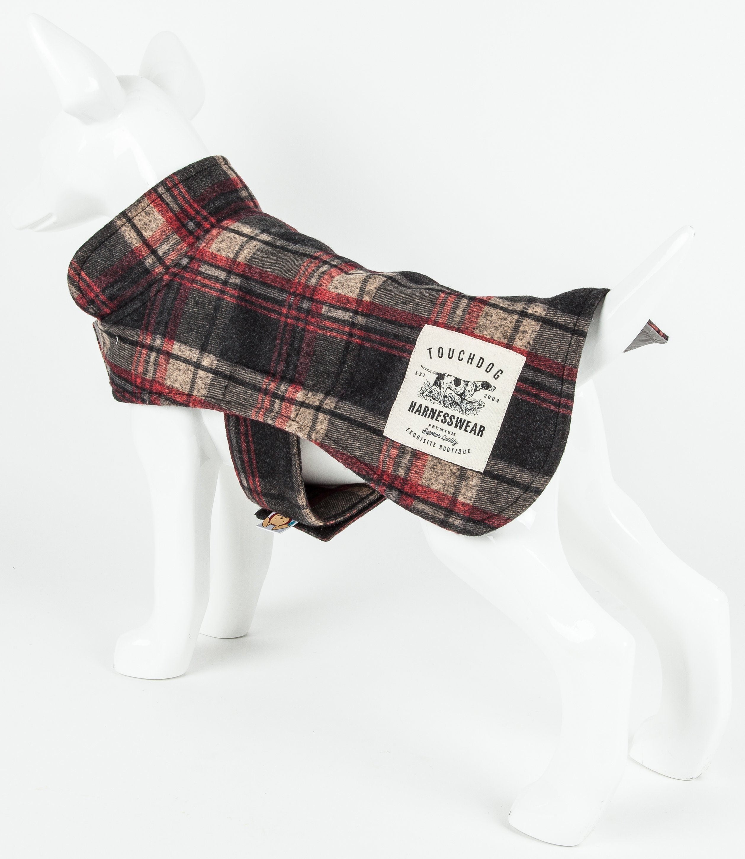 2-in-1 Tartan Plaid Dog Jacket and Matching Reversible Dog Mat