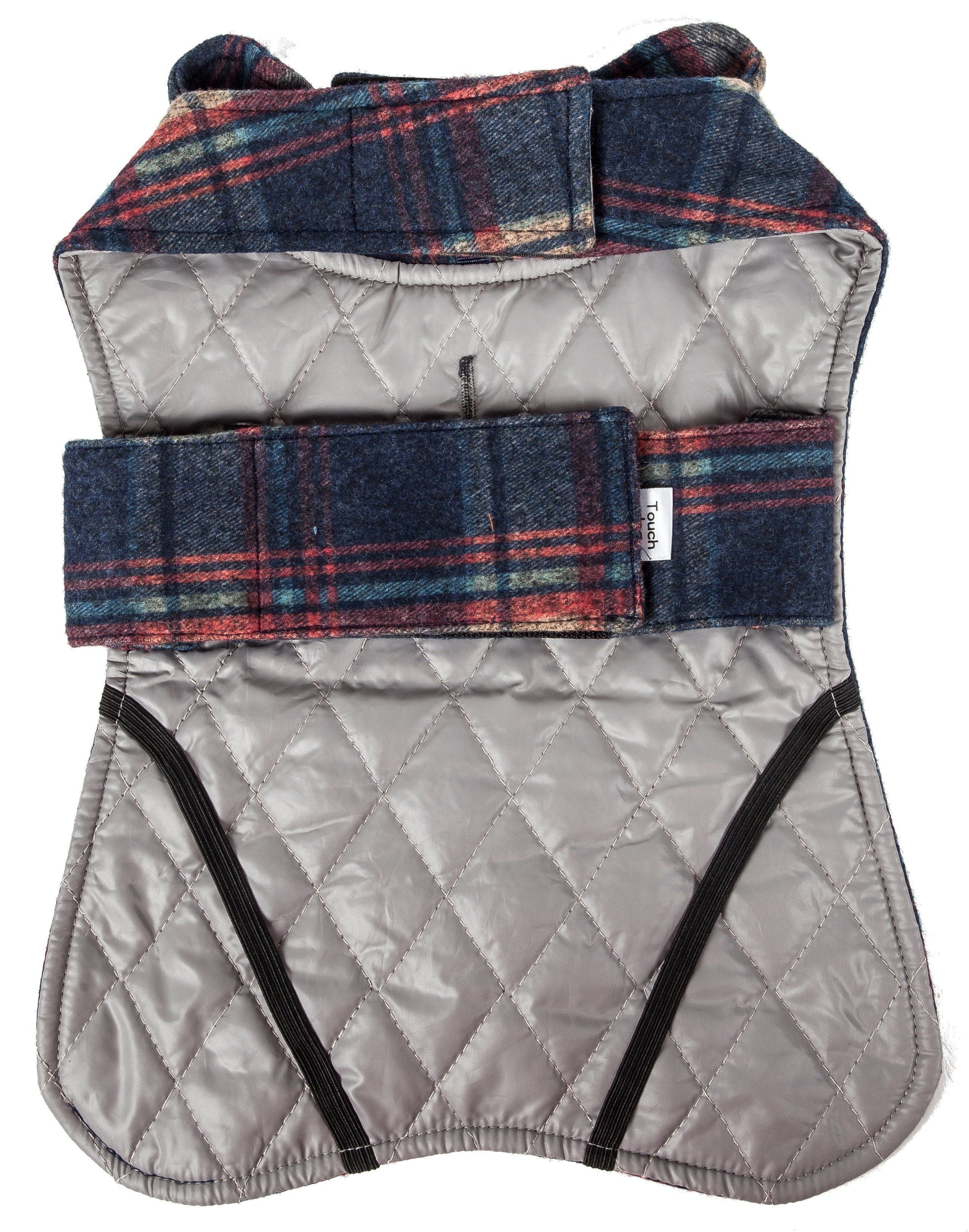 2-in-1 Tartan Plaid Dog Jacket and Matching Reversible Dog Mat