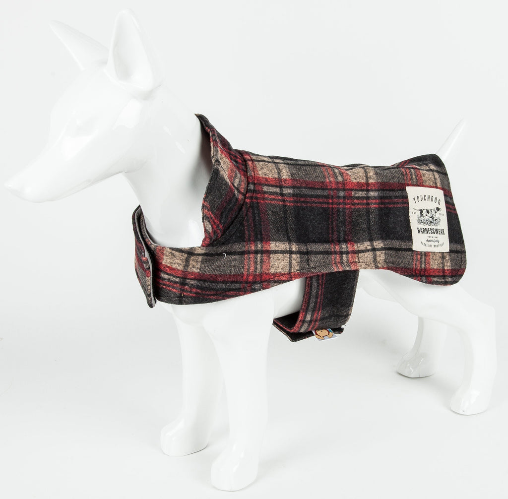2-in-1 Tartan Plaid Dog Jacket and Matching Reversible Dog Mat