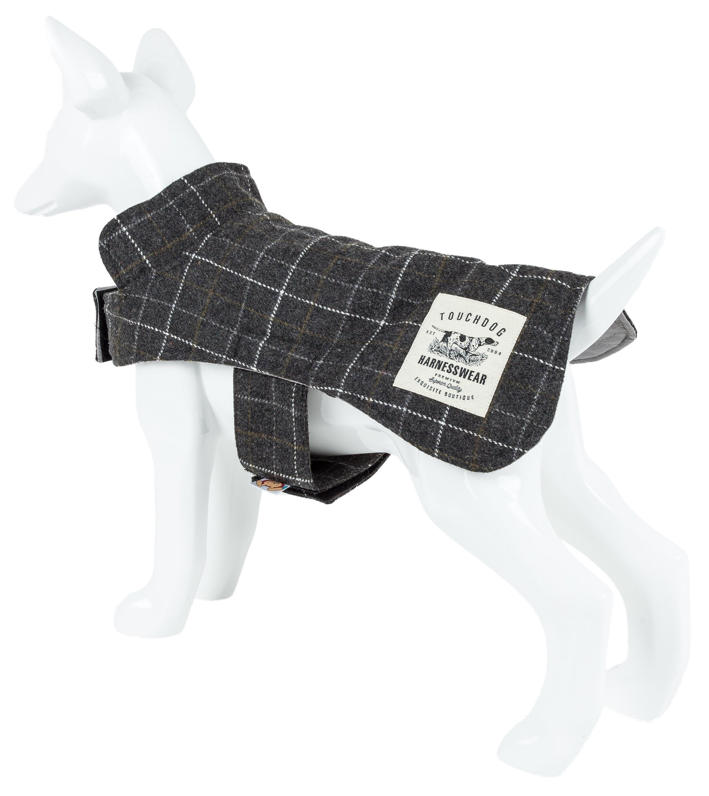 2-in-1 Windowpane Plaid Dog Jacket and Matching Reversible Dog Mat