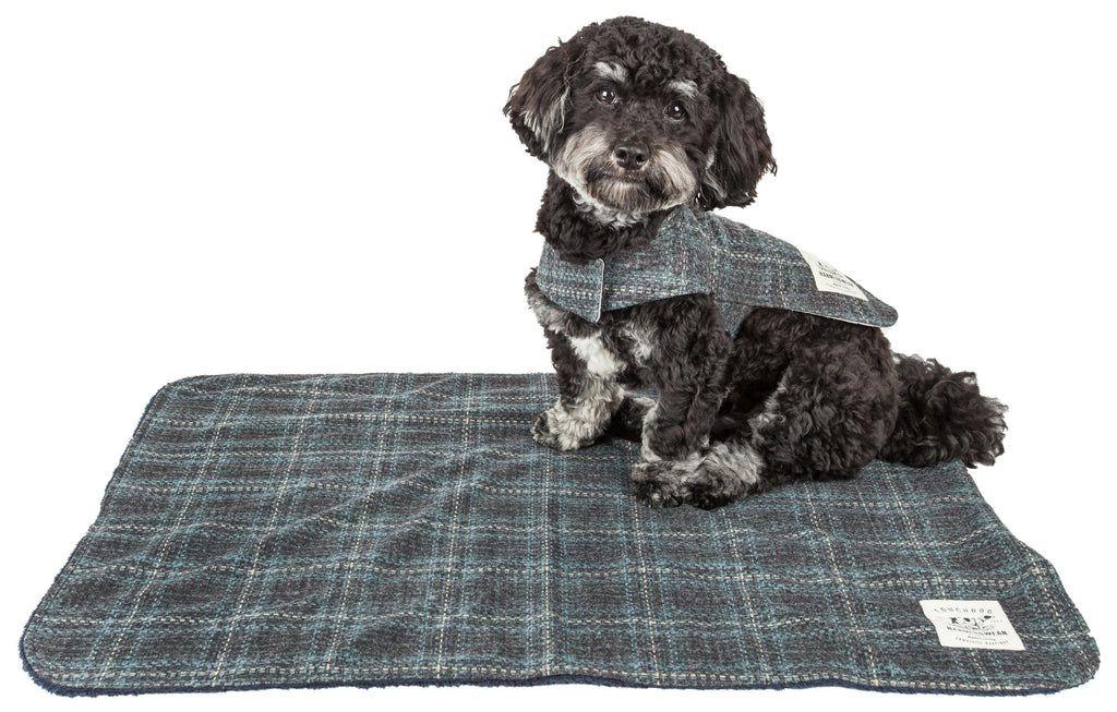 2-in-1 Windowpane Plaid Matching Dog Jacket and Reversible Dog Mat