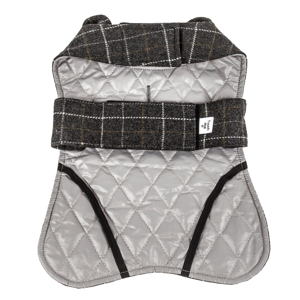 2-in-1 Windowpane Plaid Dog Jacket and Matching Reversible Dog Mat