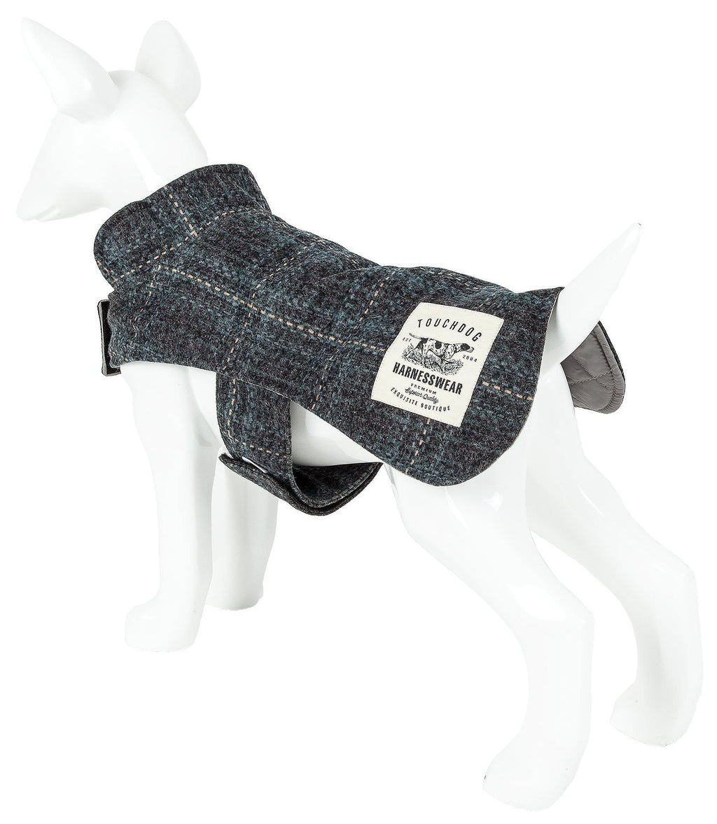 2-in-1 Windowpane Plaid Matching Dog Jacket and Reversible Dog Mat