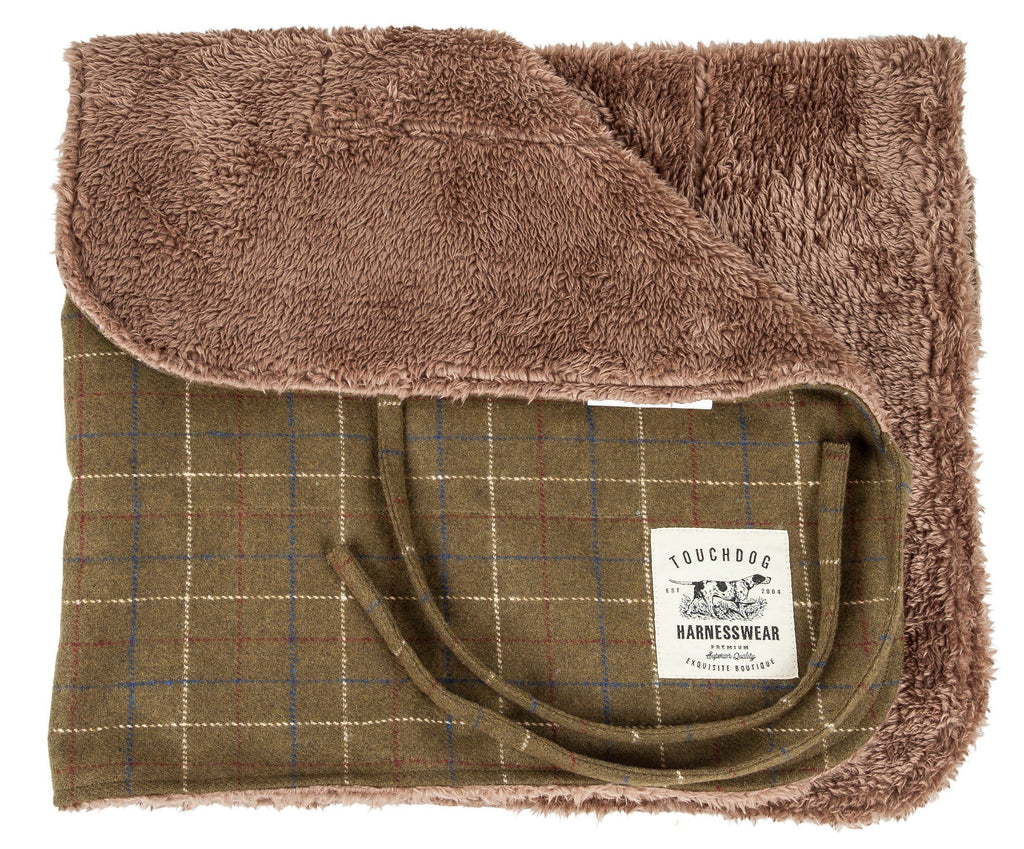 2-in-1 Windowpane Plaid Dog Jacket and Matching Reversible Dog Mat