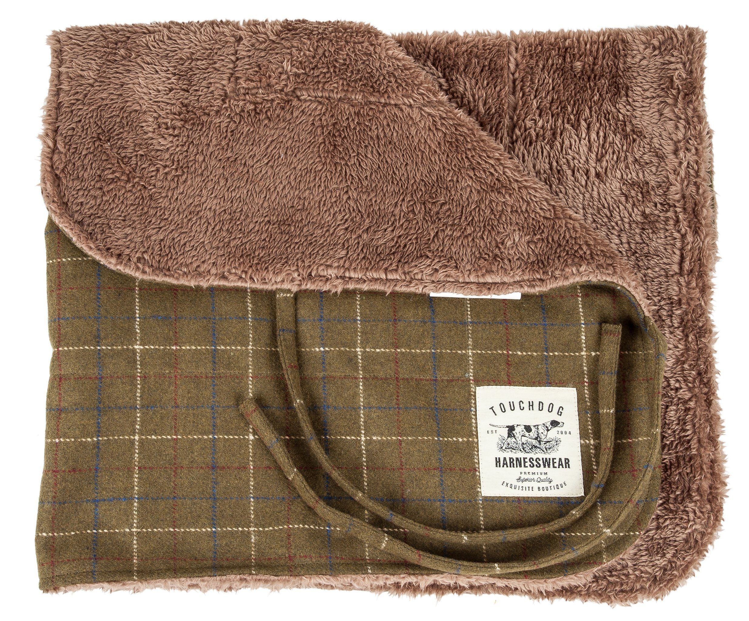 2-in-1 Windowpane Plaid Dog Jacket and Matching Reversible Dog Mat