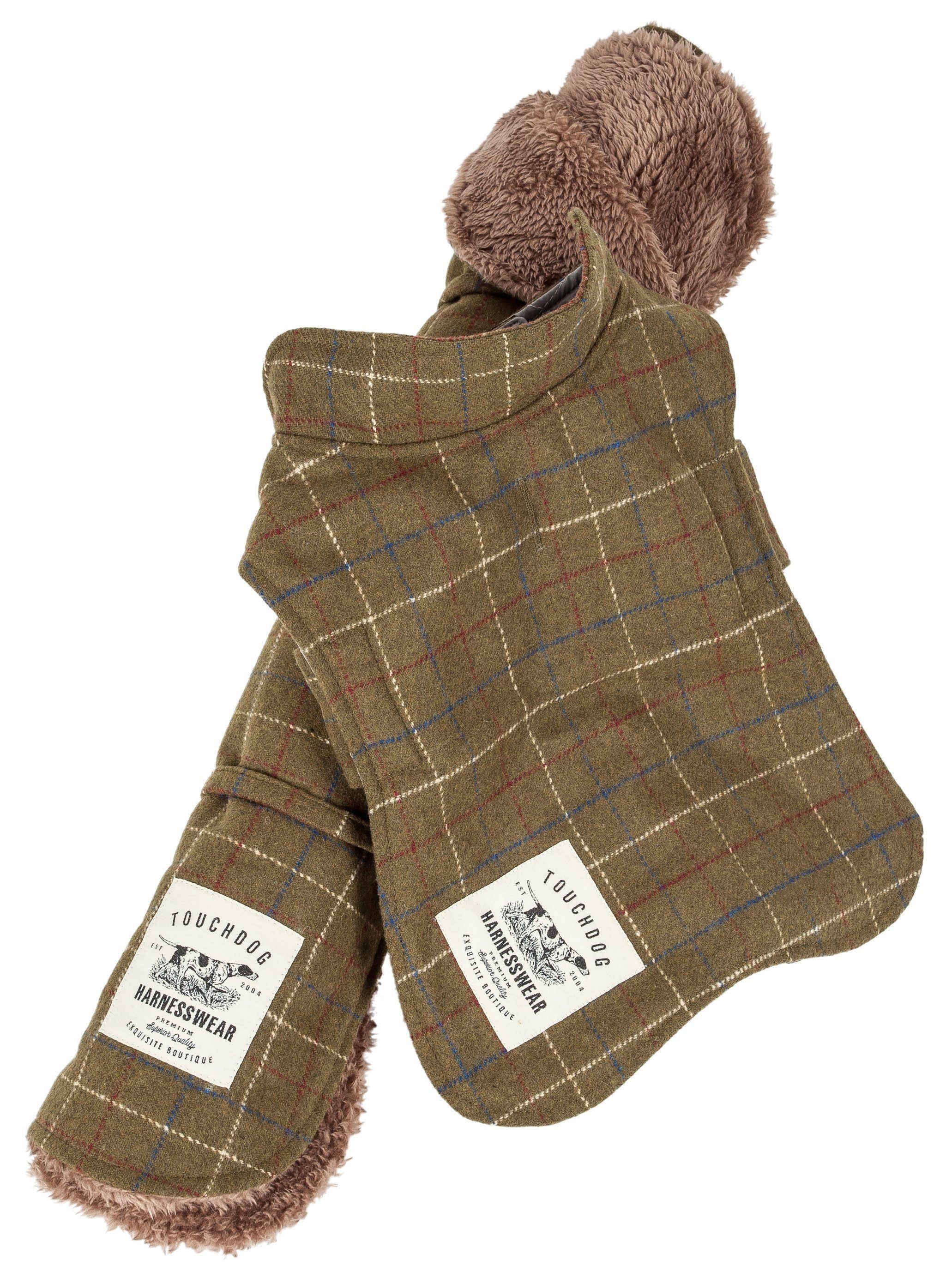 2-in-1 Windowpane Plaid Dog Jacket and Matching Reversible Dog Mat