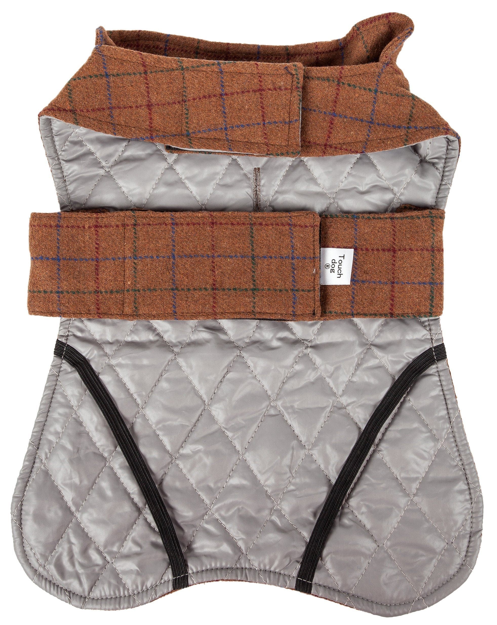 2-in-1 Windowpane Plaid Dog Jacket and Matching Reversible Dog Mat