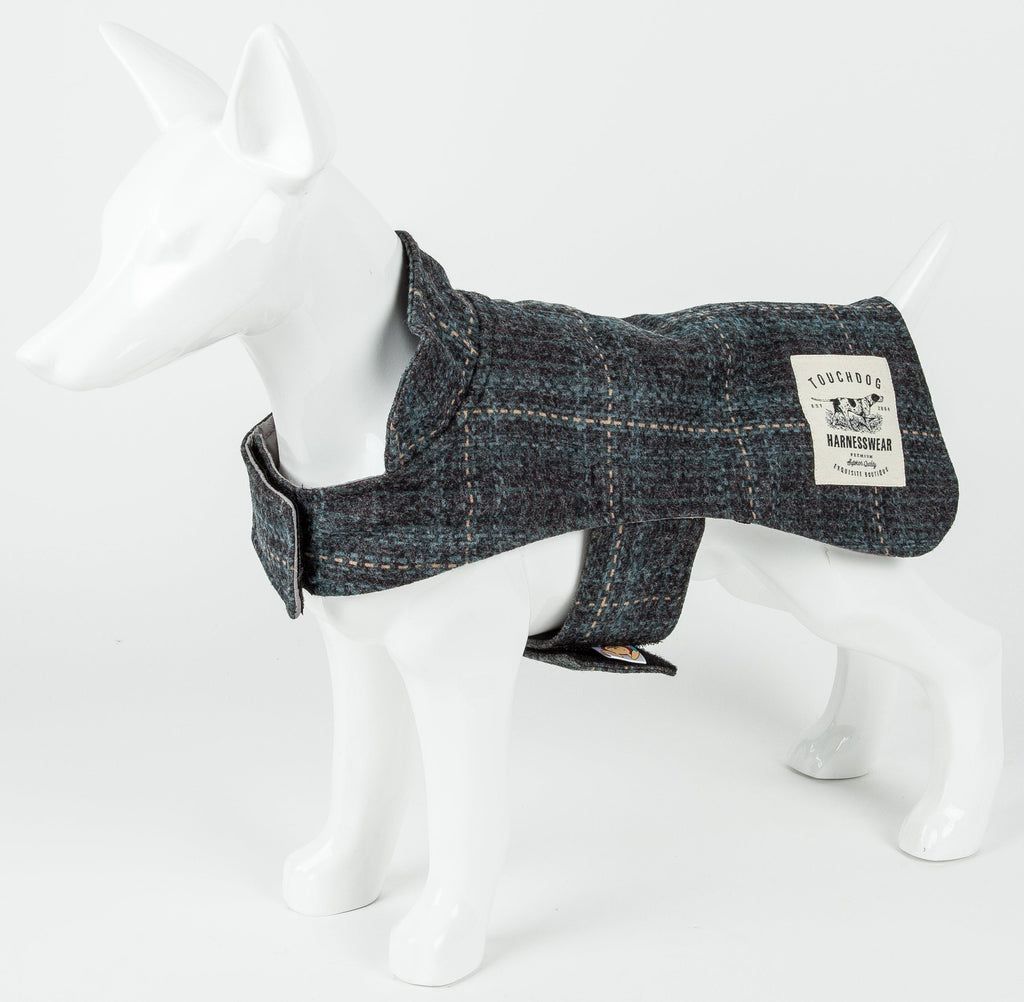 2-in-1 Windowpane Plaid Matching Dog Jacket and Reversible Dog Mat