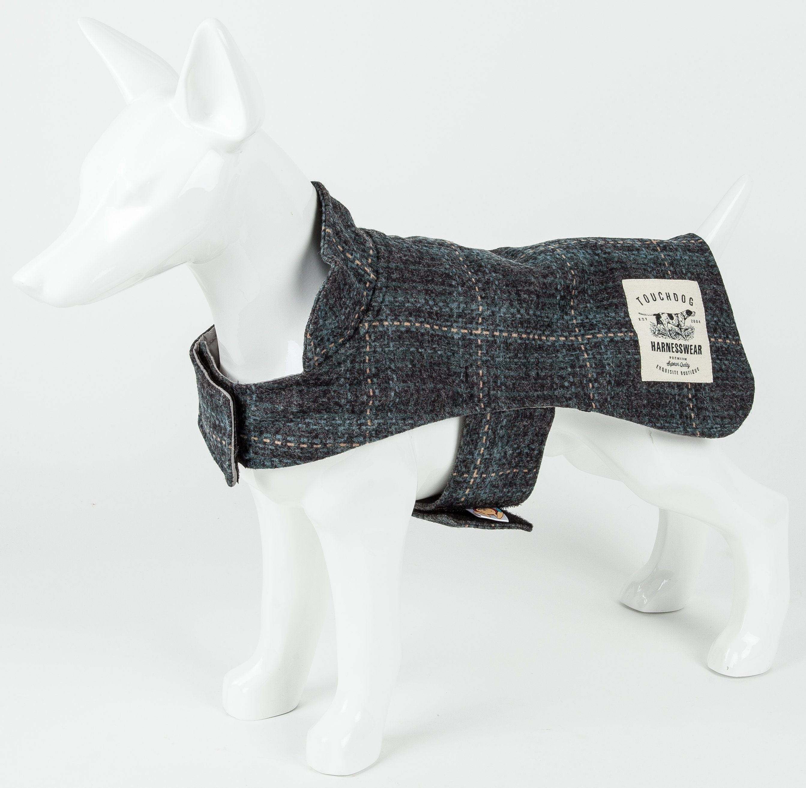 2-in-1 Windowpane Plaid Matching Dog Jacket and Reversible Dog Mat