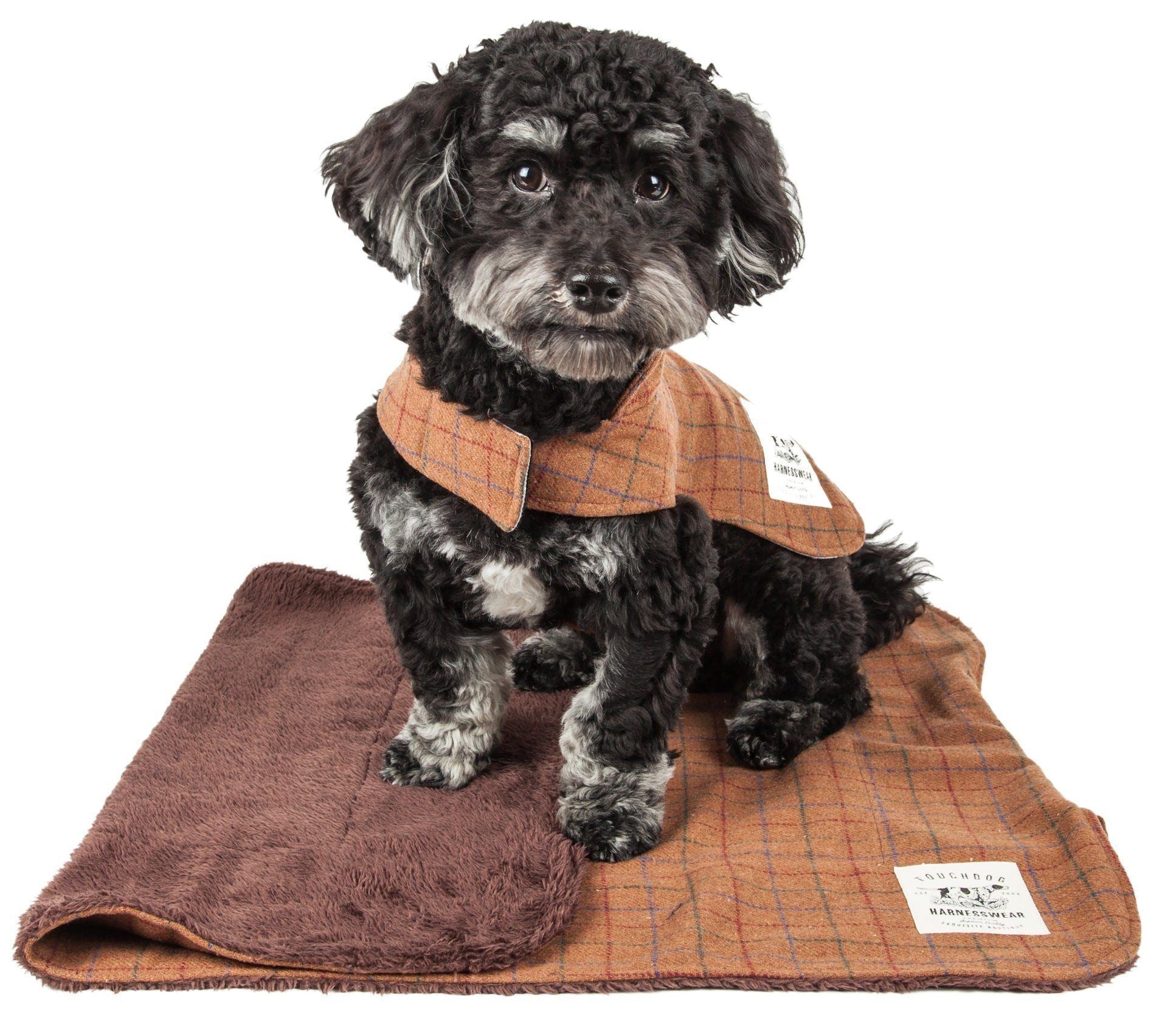 2-in-1 Windowpane Plaid Dog Jacket and Matching Reversible Dog Mat