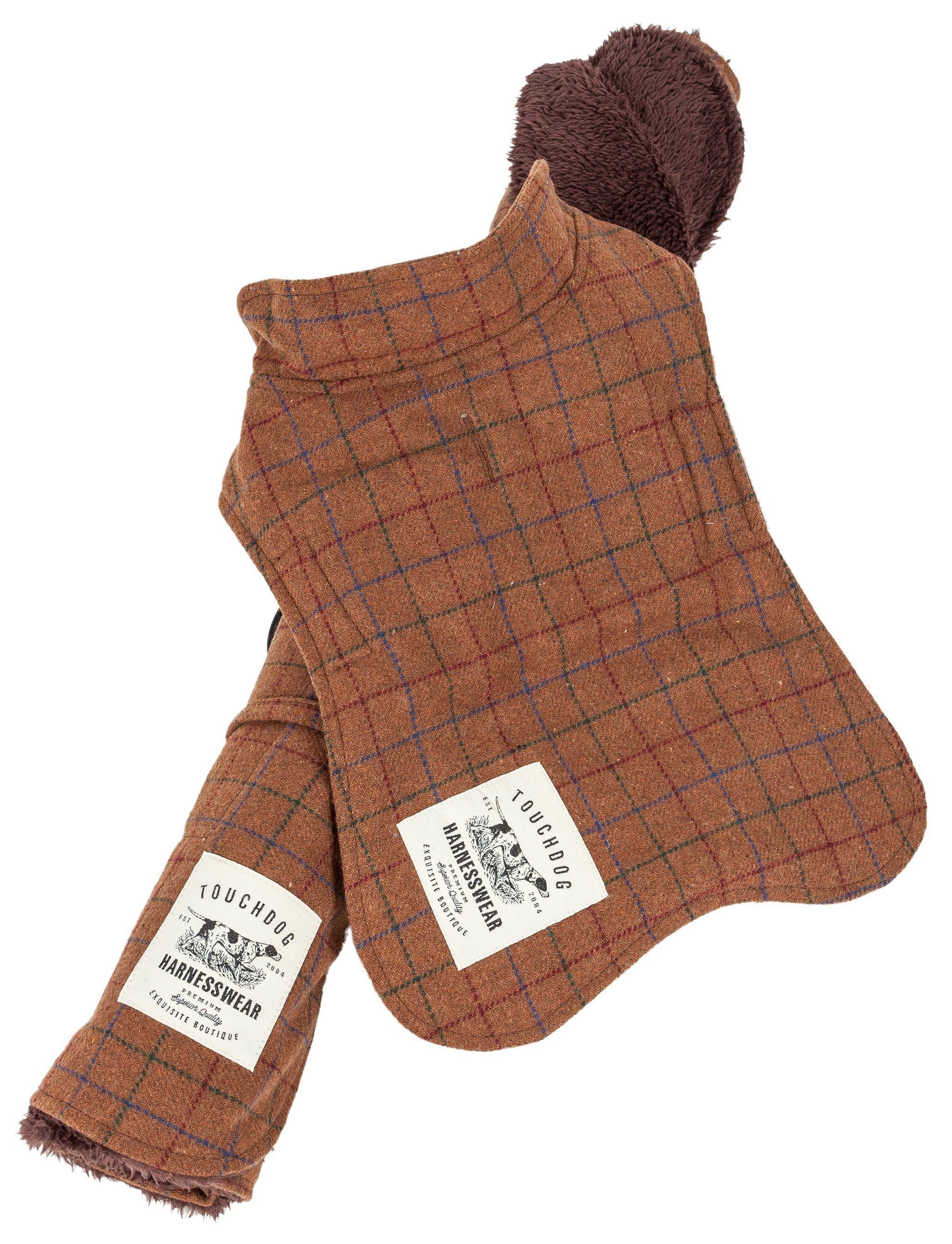 2-in-1 Windowpane Plaid Dog Jacket and Matching Reversible Dog Mat