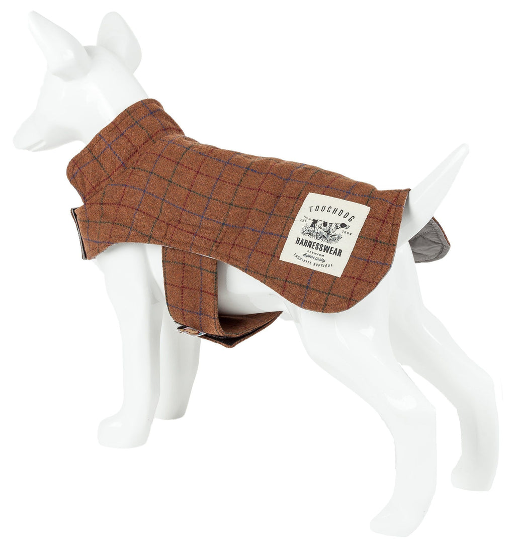 2-in-1 Windowpane Plaid Dog Jacket and Matching Reversible Dog Mat