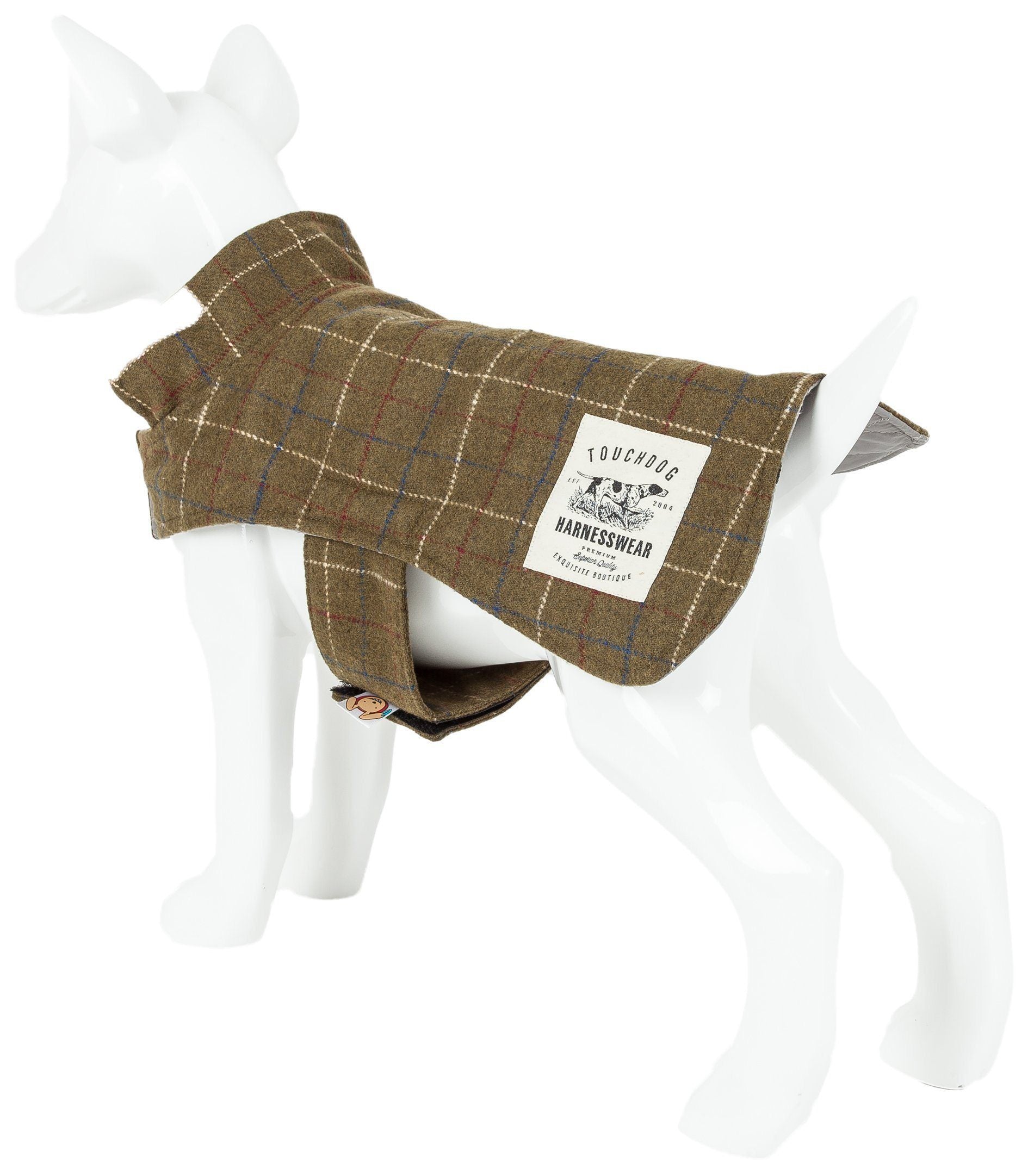 2-in-1 Windowpane Plaid Dog Jacket and Matching Reversible Dog Mat