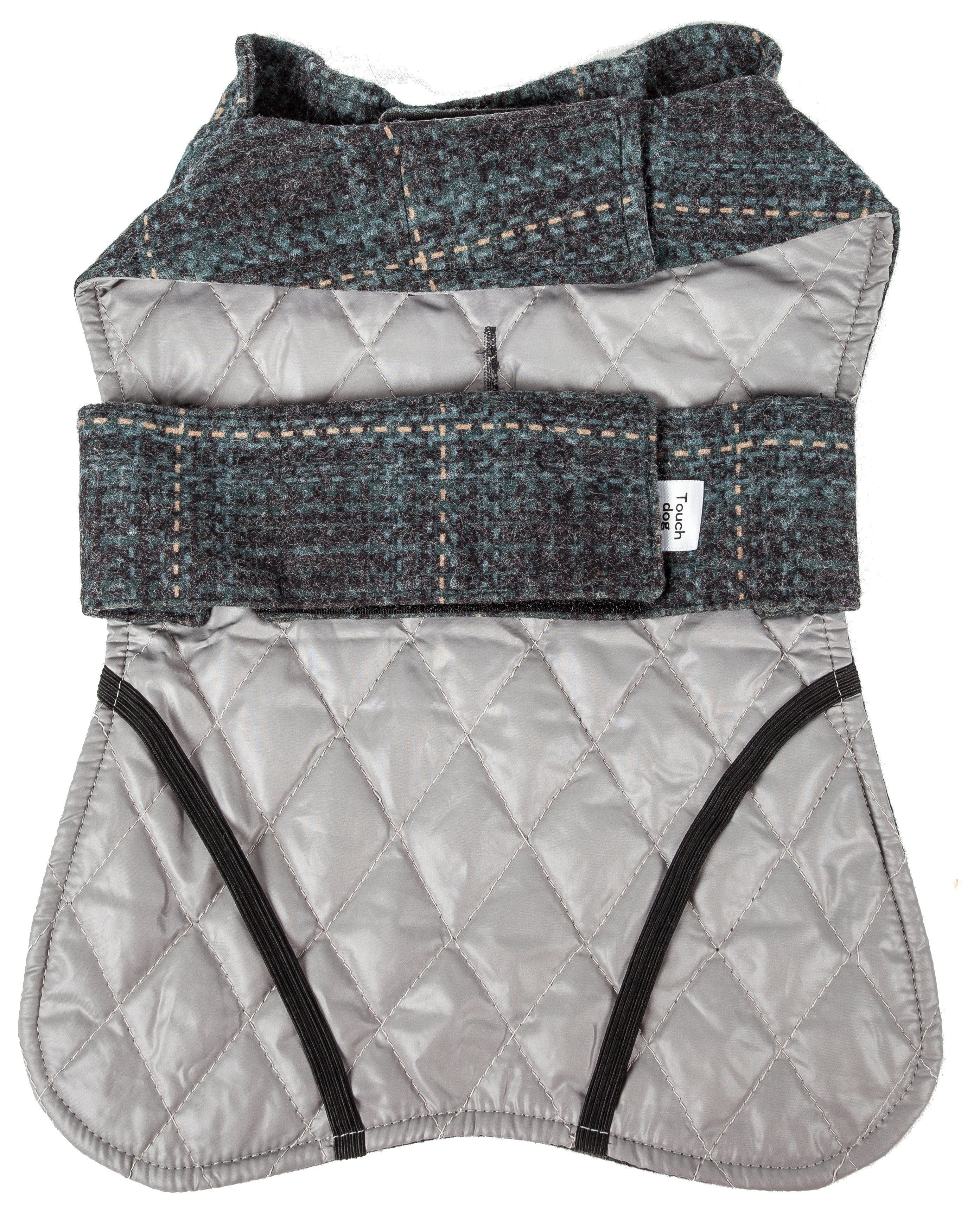 2-in-1 Windowpane Plaid Matching Dog Jacket and Reversible Dog Mat