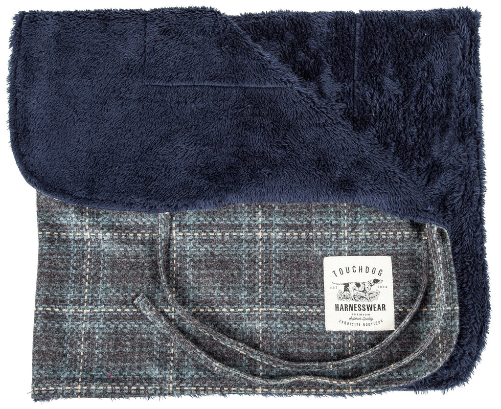 2-in-1 Windowpane Plaid Matching Dog Jacket and Reversible Dog Mat