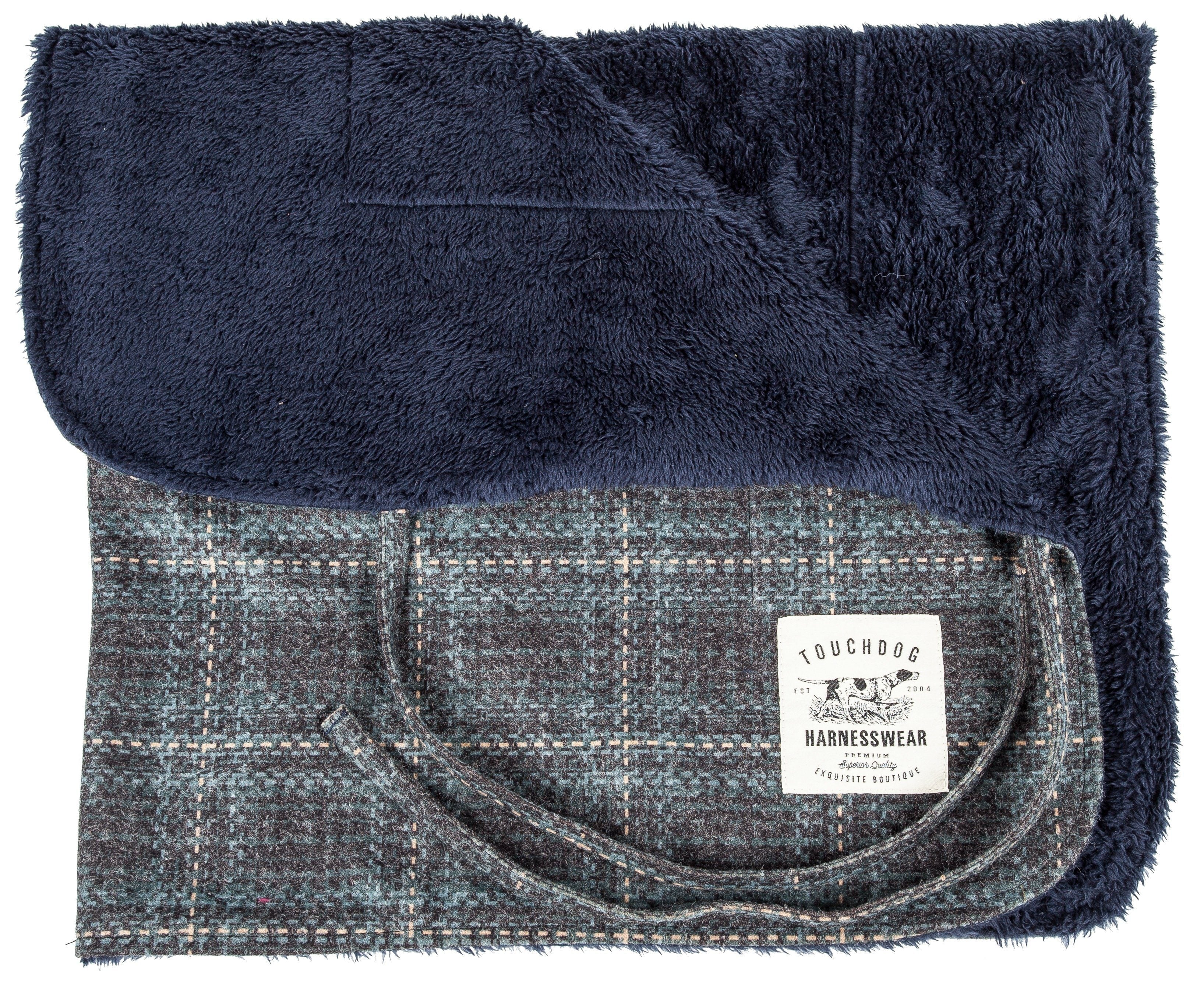 2-in-1 Windowpane Plaid Matching Dog Jacket and Reversible Dog Mat
