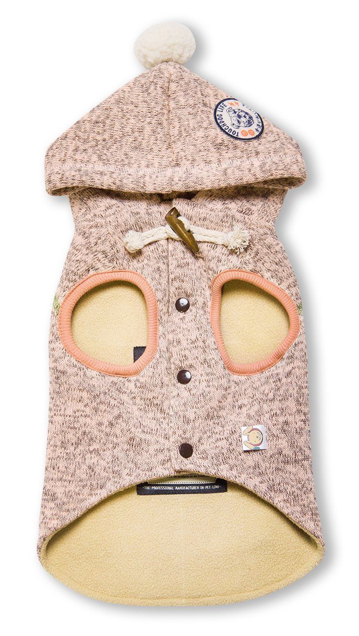 Hippie Embellished Sleeveless Pompom Hooded Fashion Dog Sweater