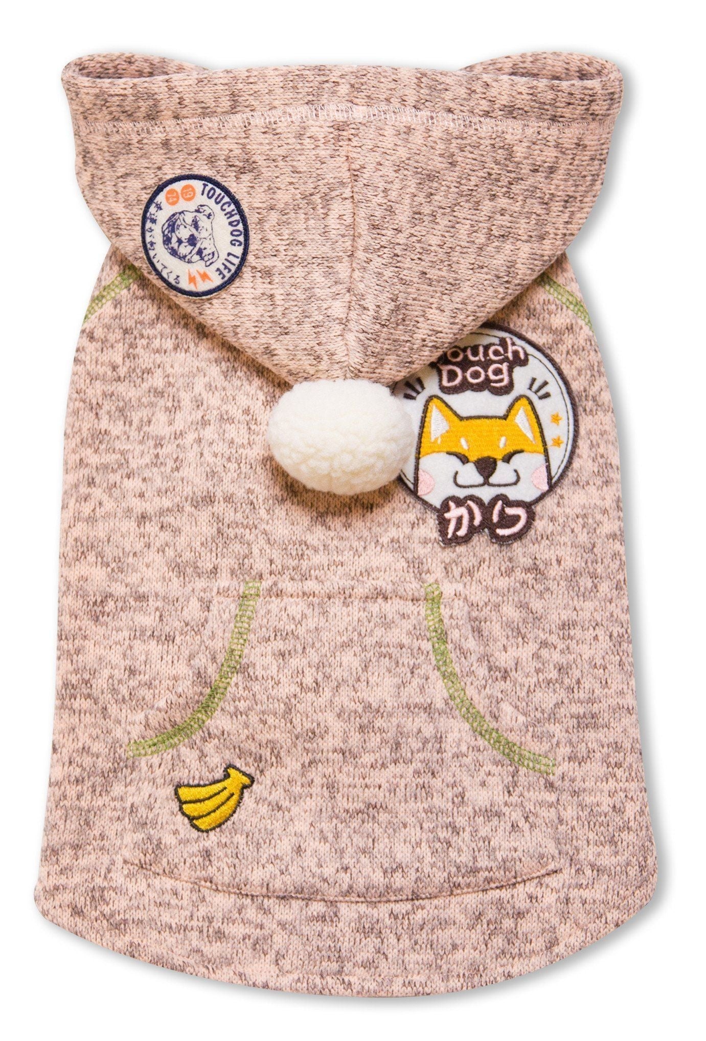 Hippie Embellished Sleeveless Pompom Hooded Fashion Dog Sweater