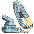 Shape Patterned Tough Stitched Embroidered Collar and Leash