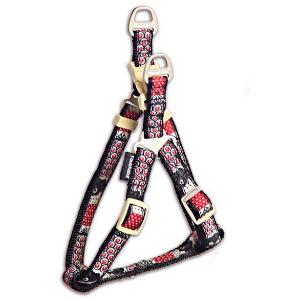 Tough Stitched Durable Embroidered Leash and Harness – Black
