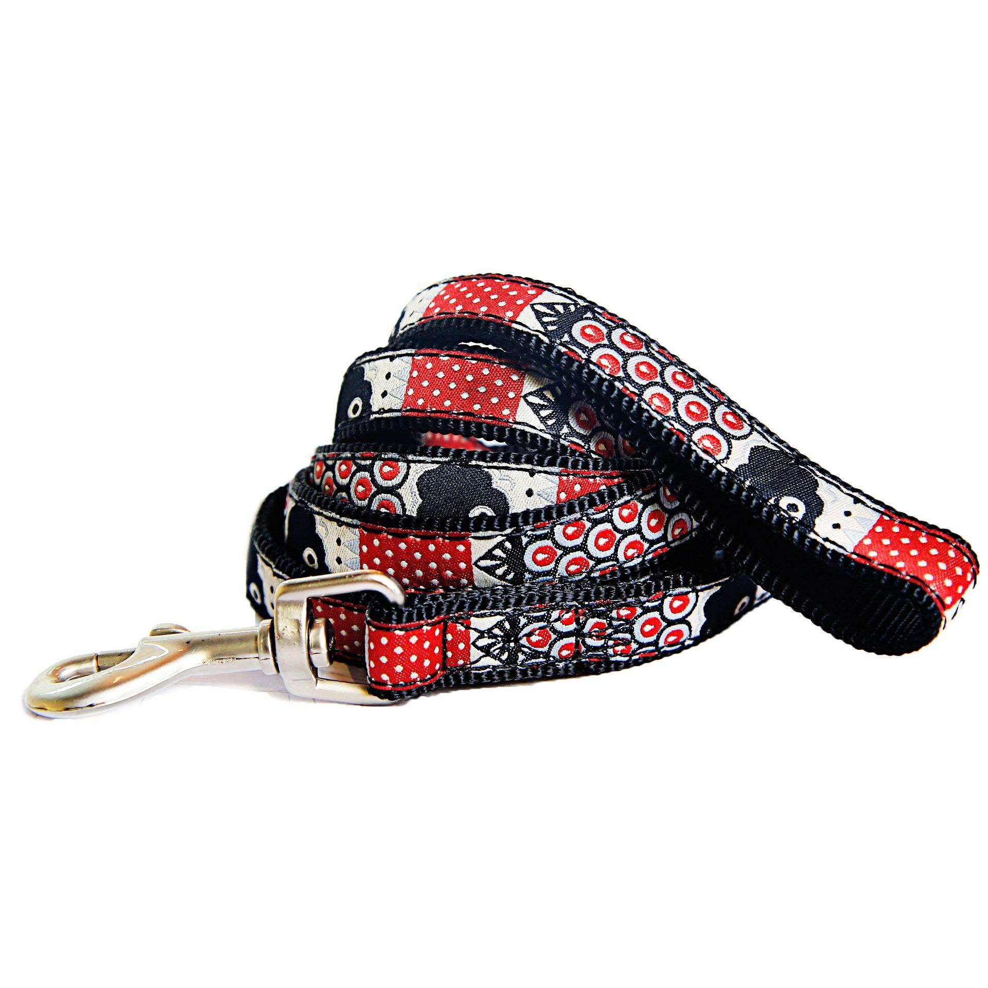 Tough Stitched Durable Embroidered Leash and Harness – Black