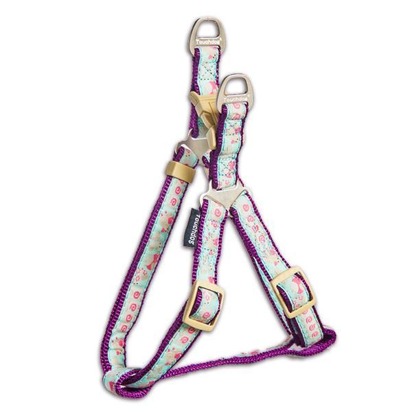 Tough Stitched Durable Embroidered Leash and Harness – Blue