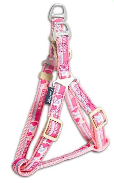 Tough Stitched Durable Embroidered Leash and Harness – Pink